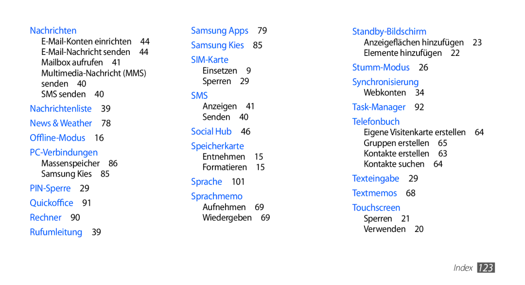 Samsung GT-S5670PWAATO, GT-S5670HKADBT, GT-S5670HKACOS, GT-S5670PWACOS, GT-S5670HKAXEG manual Mailbox aufrufen , Senden  